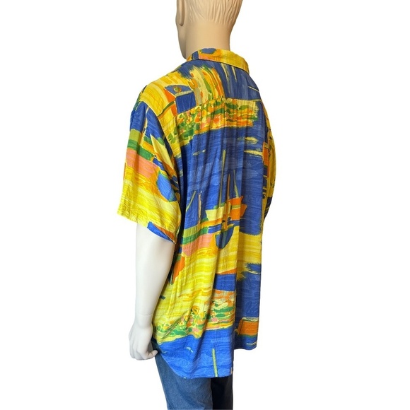 Jams World 100% Rayon Hawaiian Shirt Top Casual Tiki  Full Button Front Colorful - Picture 7 of 16